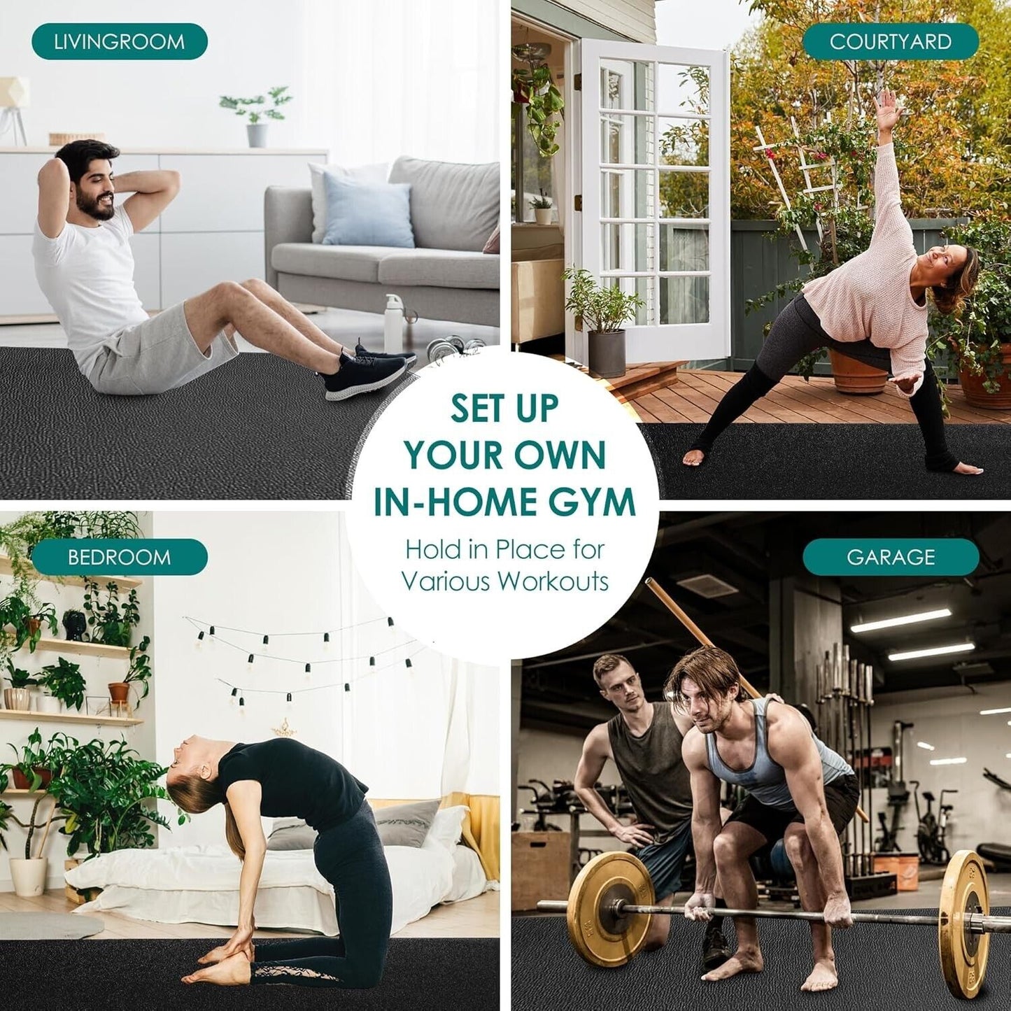 Large Exercise Mat, 8' X 4'X 1/4" Extra Durable Workout Mats for Home Gym Flo...